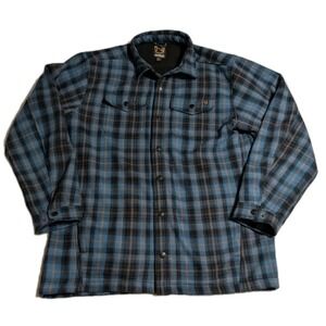 Noble‎ Outfitters Fleece Lined Flannel Shirt Jacket Mens LT Blue Plaid Workwear